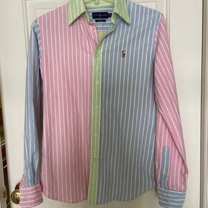Ralph Lauren Pink, Blue, yellow, and Green Striped Shirt